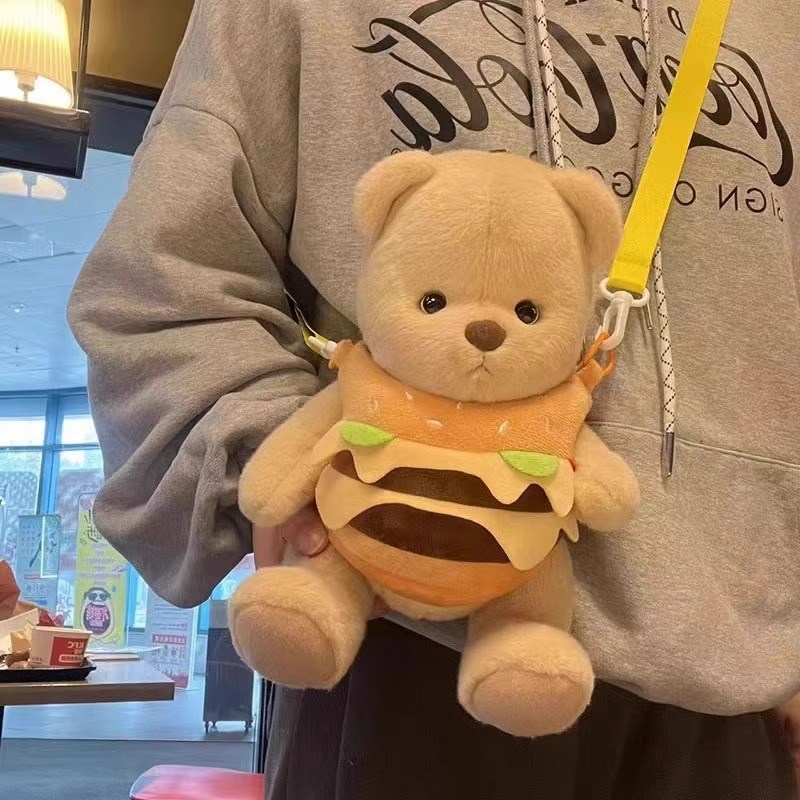 20cm30cm棉花娃娃外出x个性汉堡包娃娃单件背包可爱男女娃衣换装