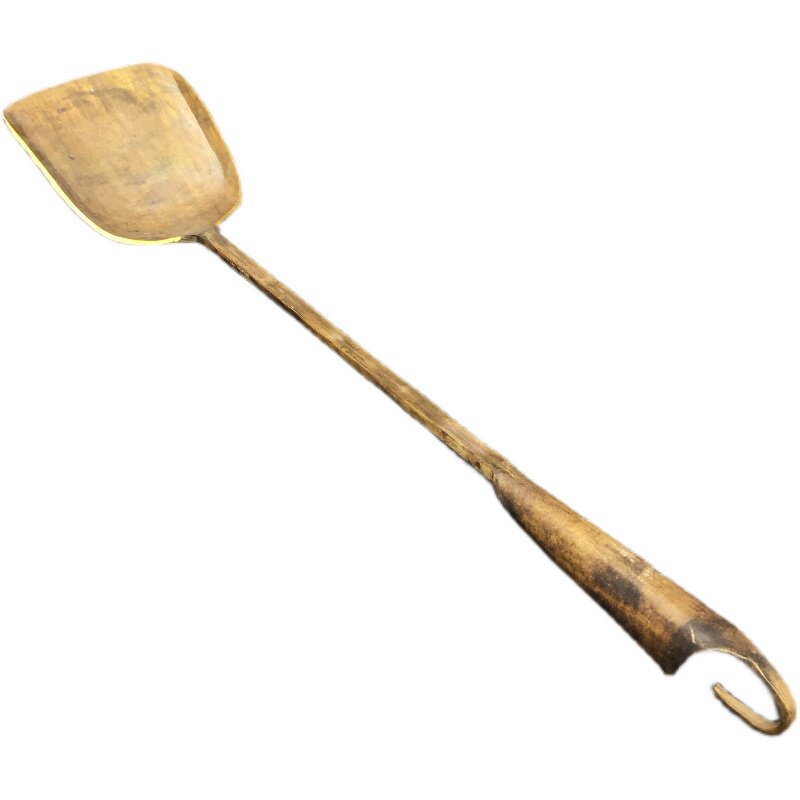 怀旧民俗古玩老式黄铜勺子铲子古代家用传统老物件仿古铜饭勺摆件