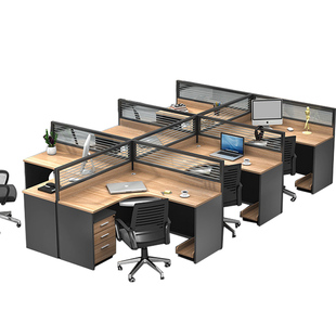 推荐 职员办公桌子4人位办公室屏风桌隔断电脑办公桌椅组合员工桌6
