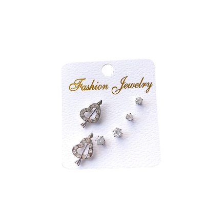 推荐Student Fashion Zircon Stud Earrings Three Piece Earring