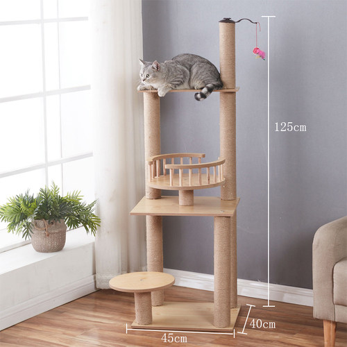 猫架猫爬架实木猫窝一体猫树猫抓板剑麻小型猫抓柱猫咪用品猫跳台