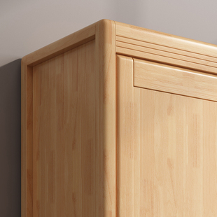 北欧全实木衣柜推拉滑移门现代简约小户型家用卧室原木衣橱经济型