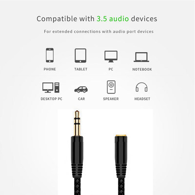 推荐5m 16Ft Earphone Headphone Extension Cable 3.5mm Jack Ma