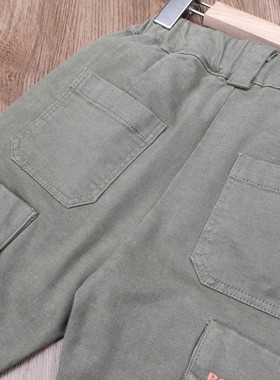 军旅风工装裤!h100-170身高男童多袋裤女童长裤儿童运动束脚秋裤