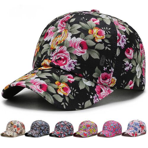 热销Women Sunscreen Cap Rose Floral Print Baseball Cap Sport