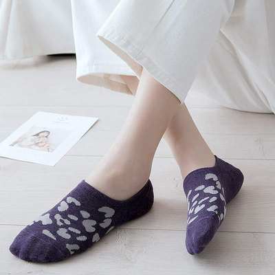 速发推荐Spring and summer new leopard invisible boat socks K