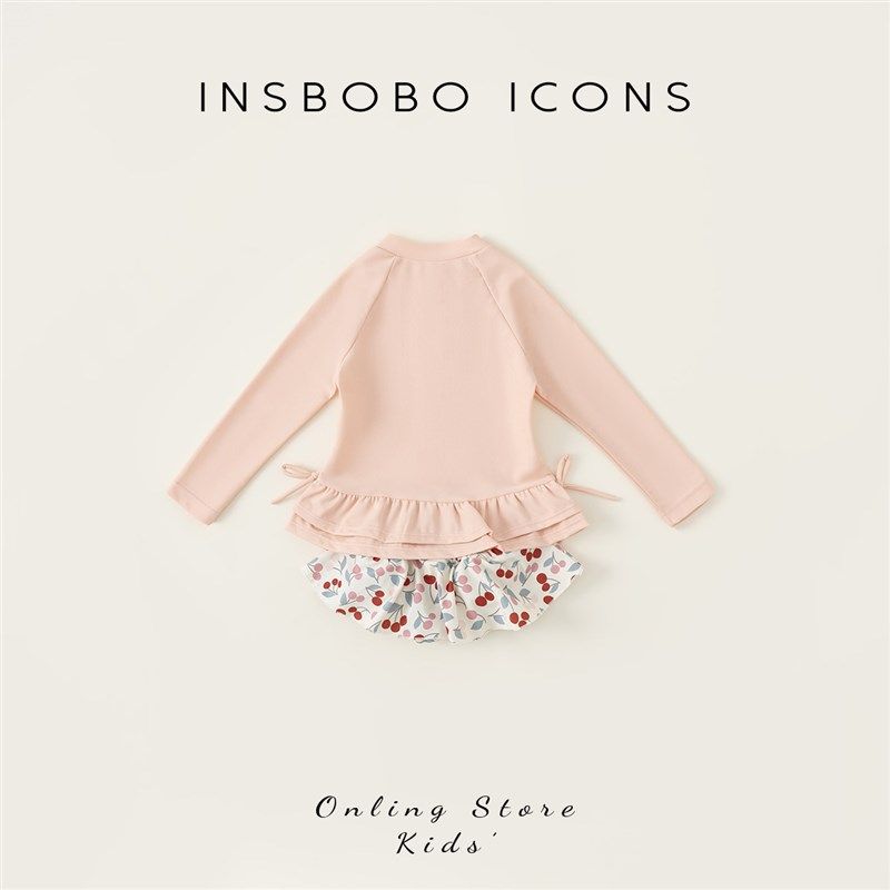 儿童泳衣女孩3岁分体泳衣套装宝宝泳衣长袖泳装网红泳衣裙甜美潮