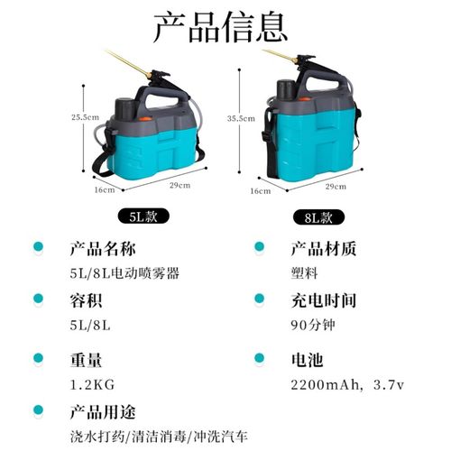 电动喷雾器小型消毒喷洒器园艺农用新型打药机高压锂电喷壶