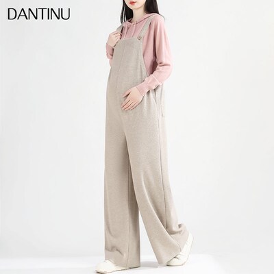 丹媞奴孕妇背带裤时尚减龄休闲针织秋冬款大码阔腿长裤春秋女