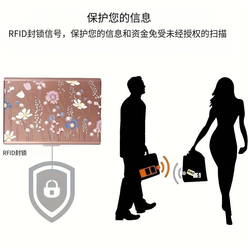 百花图案防盗刷防消磁金属卡包男女士简约小巧新款翻盖卡套不锈钢,箱包皮具/热销女包/男包,卡套,淘宝优惠券,粉丝福利购,淘宝优惠卷