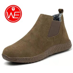 工作一脚蹬棉鞋 男电焊工专用钢头防砸防刺轻便软底四季 劳保鞋 冬季