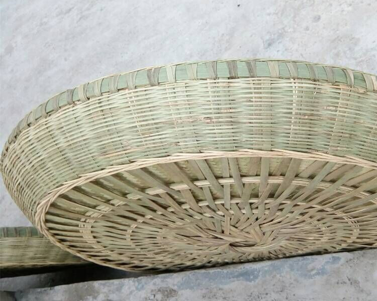 竹编制品传统纯手工全竹子t簸箕加固家用加深大号圆形农家竹匾i.