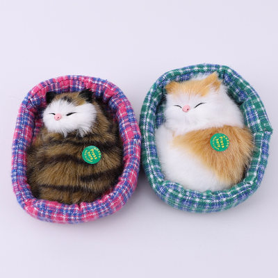 极速Cute Simulation Sounding Sleeping Cats Plush Toys Kids G