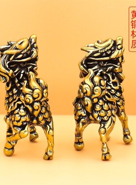 现货纯铜物件麒麟铜器摆件ins风工艺品新中式装饰品玄关摆饰手礼