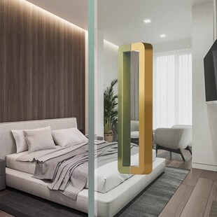 玻璃门拉手不锈钢加厚有无框门把手木门商铺门把手圆角拉手配件