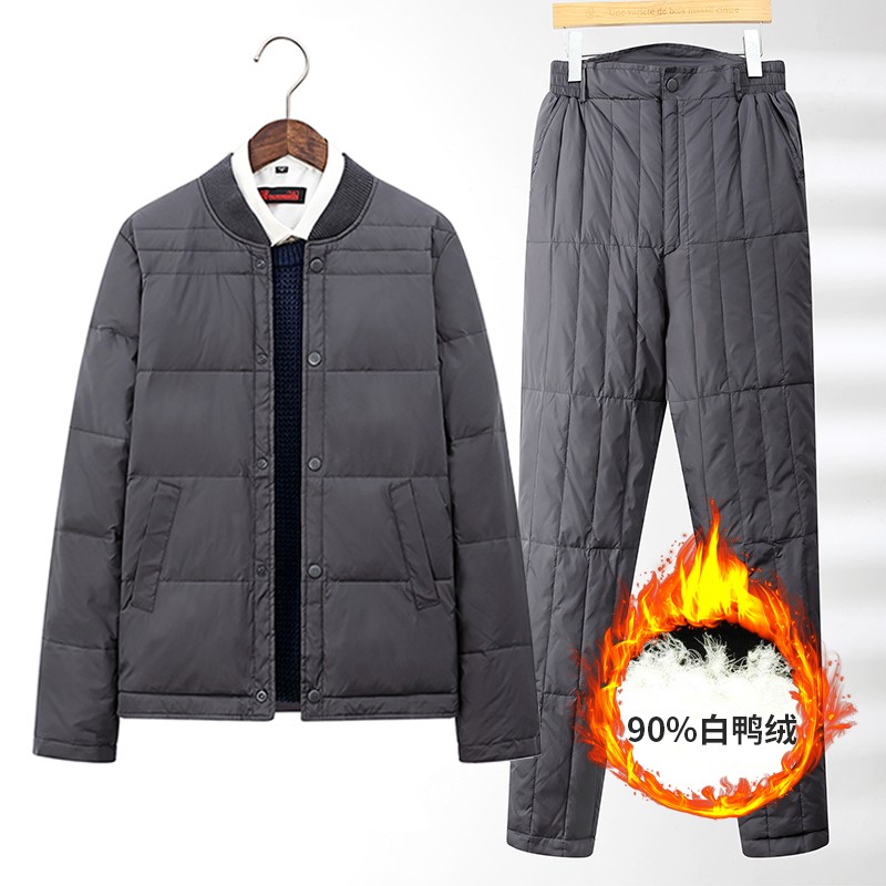 中老年羽绒服男士内胆套装加厚保暖中年爸爸装冬季外套反季羽绒裤