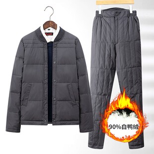 中老年羽绒服男士内胆套装加厚保暖中年爸爸装冬季外套反季羽绒裤