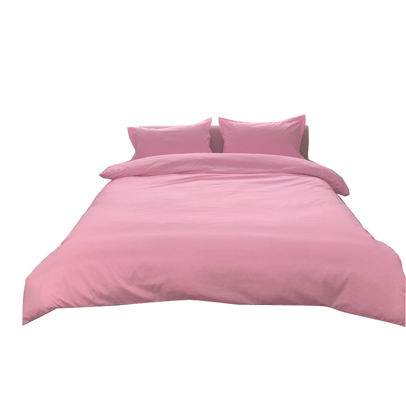 床上用品四件套纯色磨毛胭脂红橙色卡其灰银灰米柠檬米色床单被罩