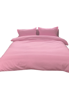 床上用品四件套纯色磨毛胭脂红橙色卡其灰银灰米柠檬米色床单被罩