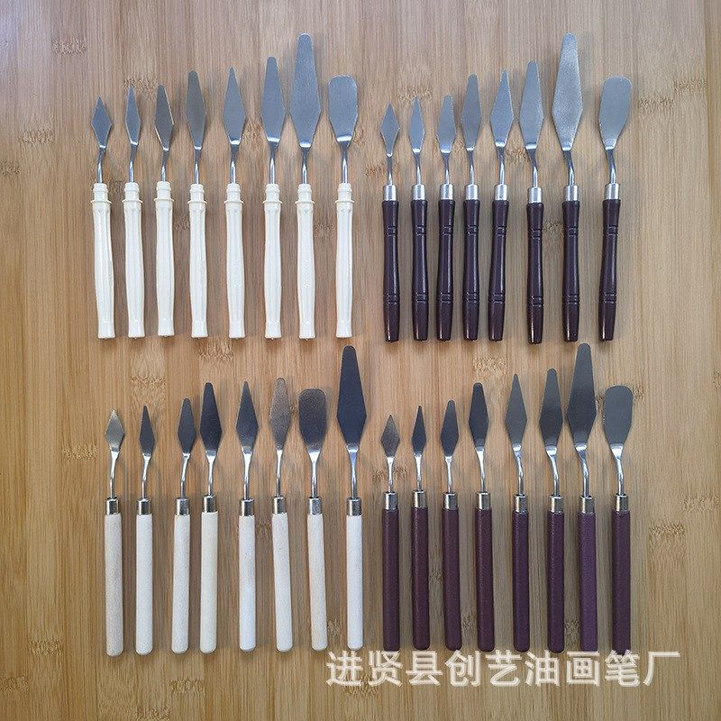 跨境5支吸d卡调色刀多种木柄塑料柄调色刀美术刮刀油画颜料刮刀,文具电教/文化用品/商务用品,调色板,淘宝优惠券,粉丝福利购,淘宝优惠卷
