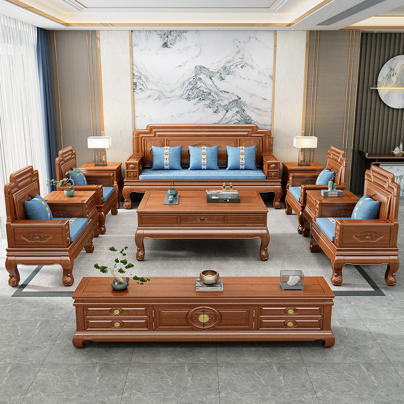 新中式金花梨木整装榫卯结构冬夏两用实木沙发客厅雕花菠萝格家具,住宅家具,实木沙发,淘宝优惠券,粉丝福利购,淘宝优惠卷