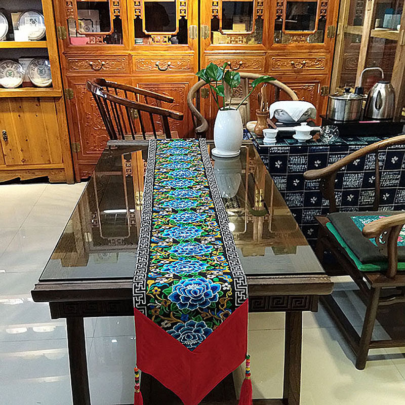 云南特色民族风情彝族绣花茶旗桌旗布艺茶席电视柜盖布茶几布床旗,居家布艺,桌旗,淘宝优惠券,粉丝福利购,淘宝优惠卷