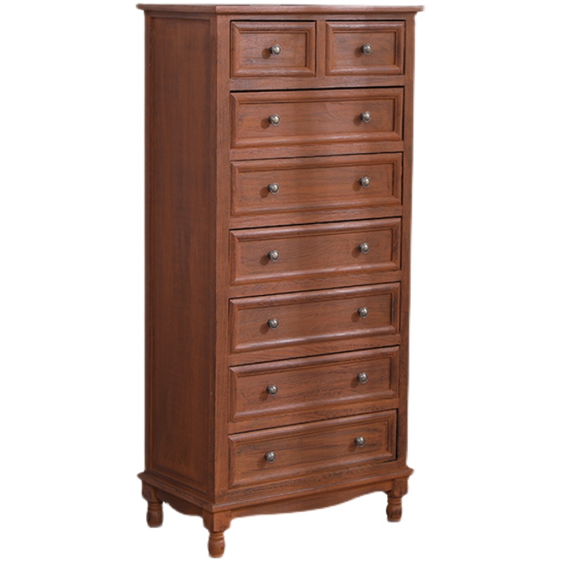 8V斗柜美式实木五斗橱柜客厅卧室靠墙小柜子收纳储物柜复古高抽屉