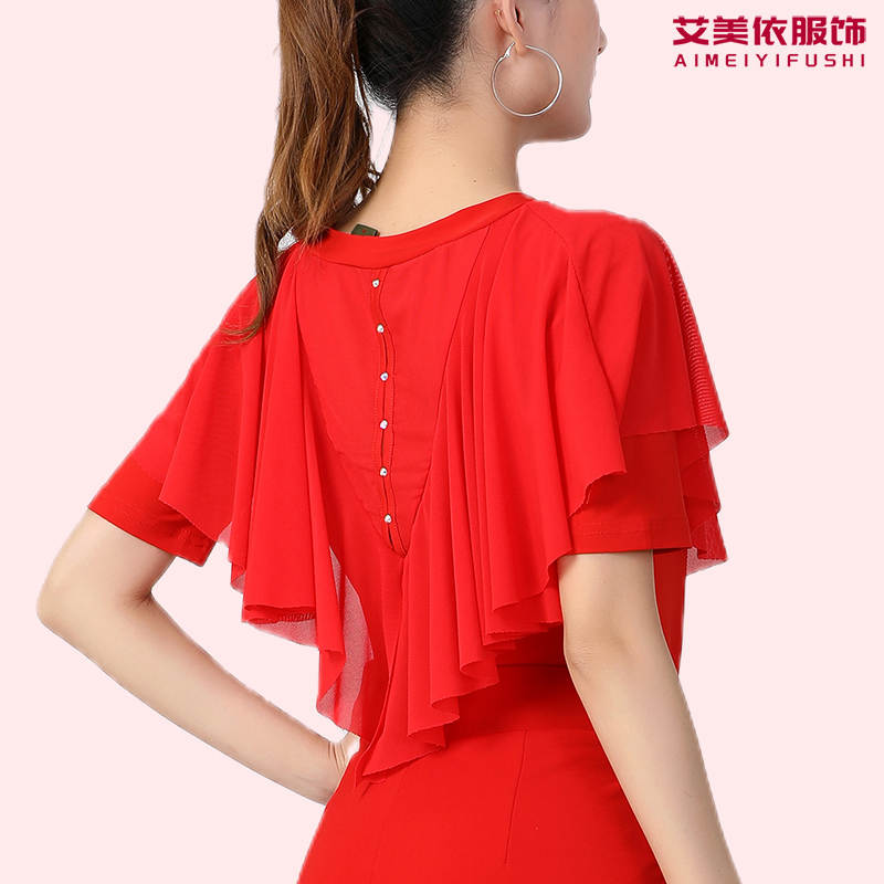 广场舞新款上服特短袖夏季衣服单件吉女巴舞蹈服水兵舞衣装演出服