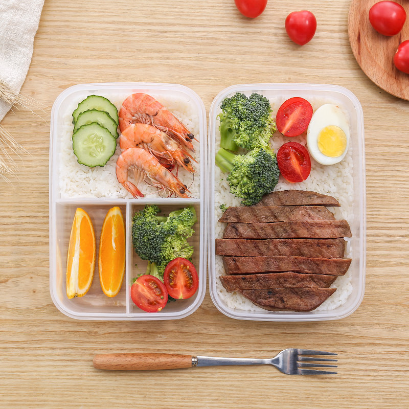 长方形密封收纳盒微波炉加热塑料分格保温饭盒两格三格便当饭盒,收纳整理,食物收纳盒,淘宝优惠券,粉丝福利购,淘宝优惠卷