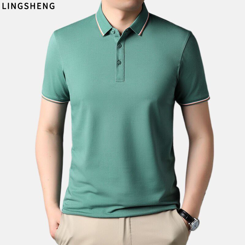 轻奢桑蚕丝!冰丝经典!POLO衫男士短袖T恤夏季商务经典休闲时尚
