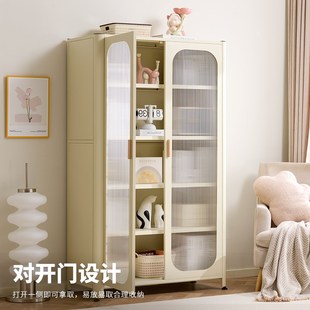 钢制书架带门儿童书柜防尘储物柜落地家用客厅展示柜铁艺置物架子