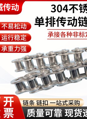 304/201不锈钢工业传动链条 单双排滚子 3分06 B4N分08B 5分10A12