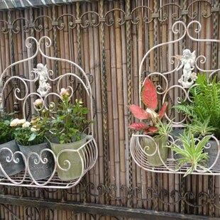 欧式 铁艺花篮花架窗台壁挂墙饰品绿萝户外阳台栏杆悬挂花槽置物架