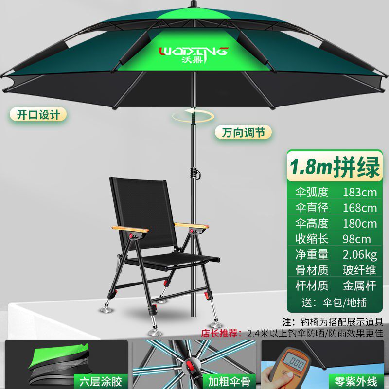 钓鱼伞2023新款拐杖式大钓伞加G厚黑胶雨伞防暴雨防风防晒遮阳