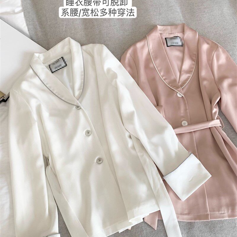 【慵懒迷人】本期挚爱月光白*肉桂橘粉 缎面睡衣套装 配眼罩