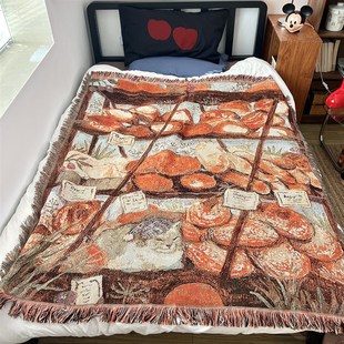 面包店装饰挂毯韩式暖色系毯子单人沙发毯盖巾床上盖毯装饰毯桌布