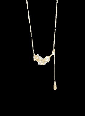 国风文艺花项链银女纯银流苏项链女款轻奢小众女生可调节抽拉式