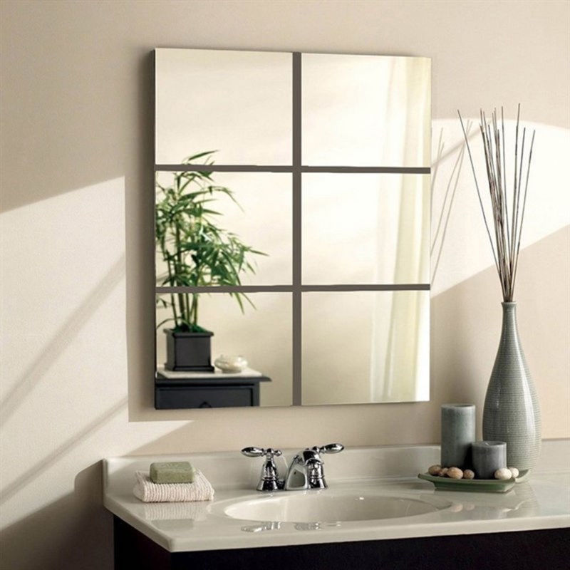速发9/16pc Home Bathroom Mirror Tile Wall Sticker Square Sel