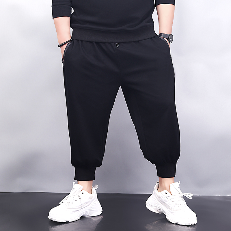 胖子男裤子宽松潮流胖人短裤潮胖9分裤运动休闲加肥加大码九分裤