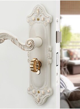 白色欧式房门锁磁吸静音门锁室内卧室家用房间卫生间实木门通用型