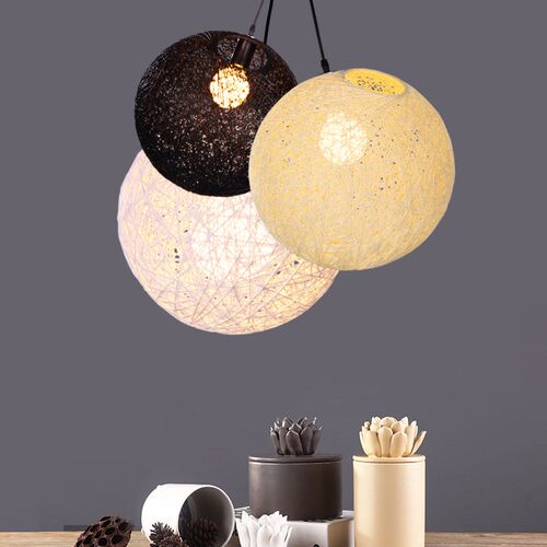 Nordic Modern Hand-woven rattan ball chandelier light lamp f