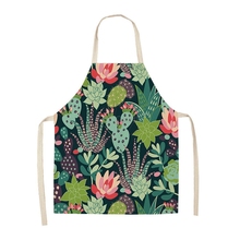 and pattern line 网红Modern simple plant apron cactus cotton