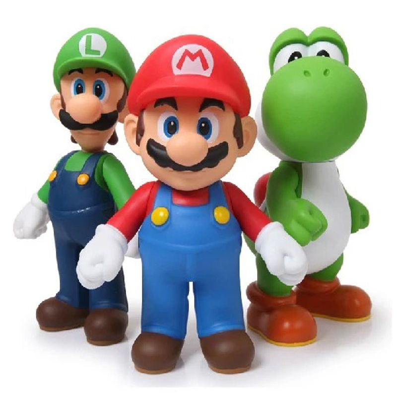 推荐Super Mario Bros Luigi Yoshi Donkey Kong Wario PVC Actio