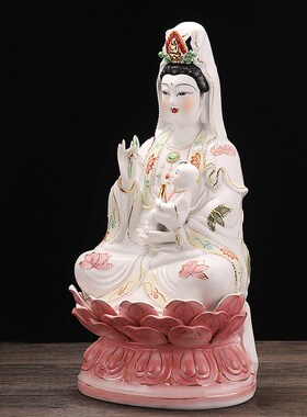 厂家 白色送子观音佛像 陶瓷传统工艺品摆设  潮州陶瓷摆件
