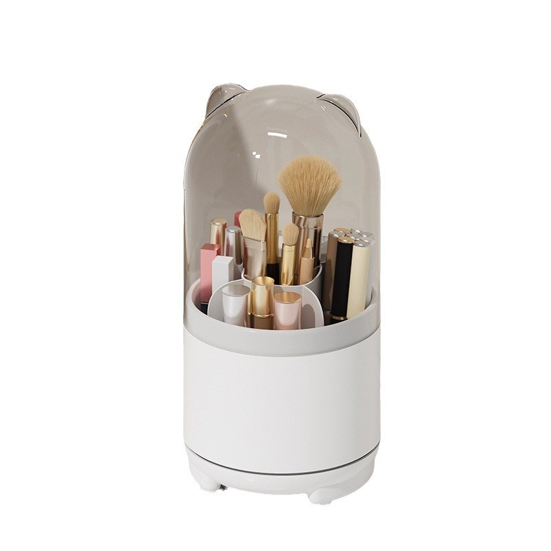 化妆品收纳盒旋转防尘化妆刷收纳筒梳妆台K桌面笔筒口红眼影置物