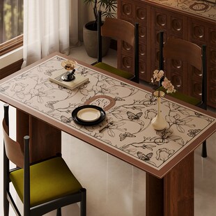 艾弗莉现代中古氛围餐桌隔热垫皮革防水防油餐垫可定制长方形垫子