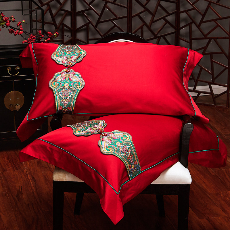 中式大红婚庆四件套全棉刺绣新婚床品结婚八十二件套陪嫁床上用品,床上用品,婚庆床品套件,淘宝优惠券,粉丝福利购,淘宝优惠卷