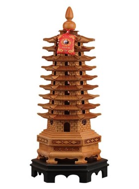 桃木文昌塔摆件木质九层十三层13层办公室书房书桌装饰摆设木雕制