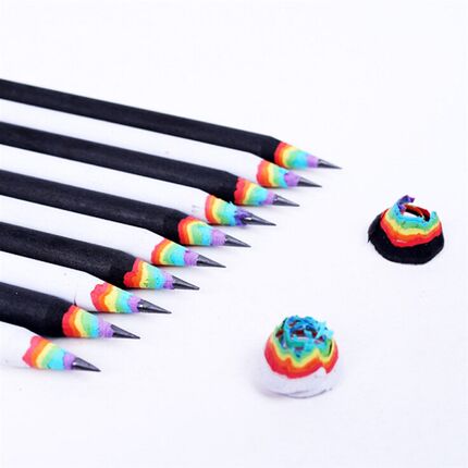 极速5pcs Black And White Wood Set Rainbow Pencils School Off