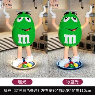 卡通m豆人玻璃钢雕塑客厅电视柜商场店铺橱窗装饰发光网红摆件
